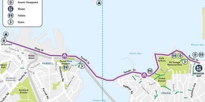 Пинк cycleway Окленд мапа
