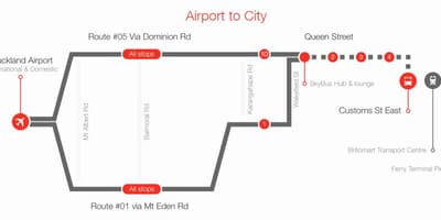 Окленд skybus маршрутата на мапата